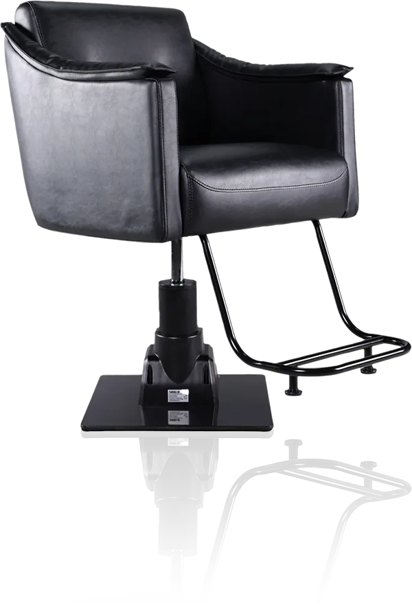 Fauteuil de coiffure Push Club — base carrée lounge, motorisation électrique